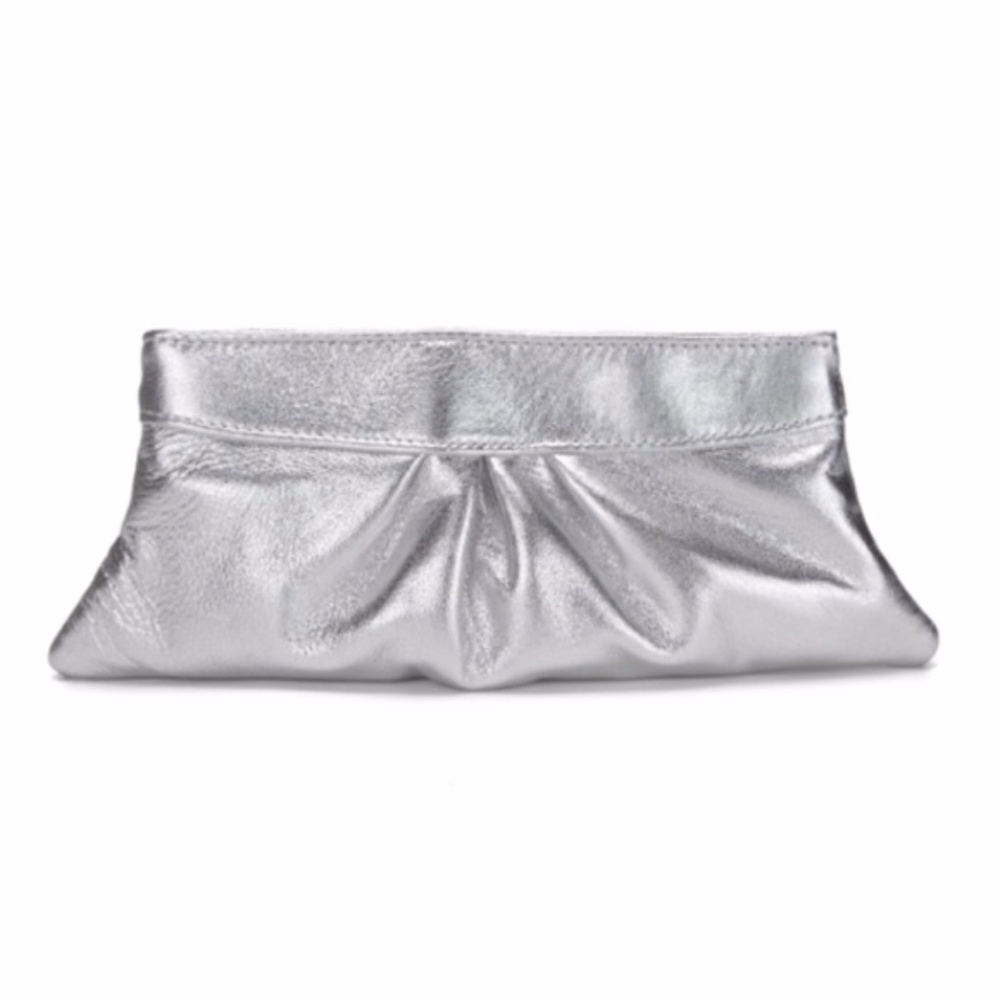 Lauren Merkin Silver Leather Clutch